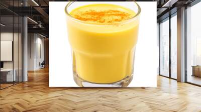 Healthy drink of yellow turmeric milk isolated on transparent background Remove png, Clipping Path, pen tool Wall mural