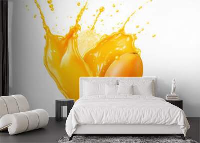 Mango juice splash isolated on transparent background Remove png, Clipping Path, pen tool Wall mural