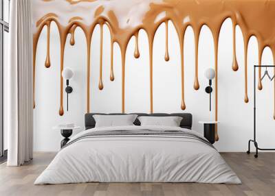 melted caramel dripping isolated on transparent white background, clipping path Wall mural