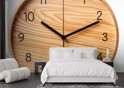 wooden wall clock isolated on transparent white background, clipping path Wall mural