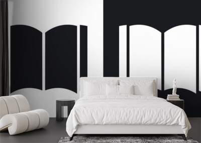 Open book solid vector icon set in black and white color. Wall mural