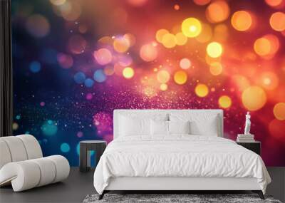 abstract background with bokeh, background of abstract glitter lights. gold and black. de focused. Wall mural