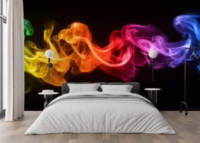 abstract colorful smoke, Splash of color paint, water or smoke on dark background, abstract pattern. Wall mural