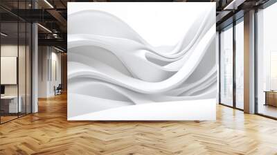 abstract light lines wavy dynamic in blue white colors isolated on white background, Wide panorama Landscape Paper. Wall mural