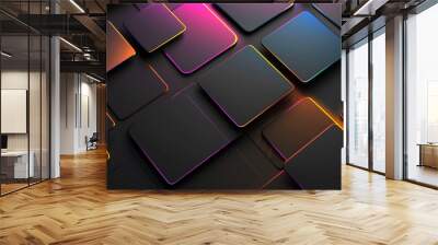 background of abstract squire shape lights. gold, blue and black. de focused,  wallpaper, pattern, art print, etc. High quality details. Abstract textured,. Wall mural