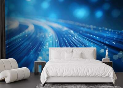 fiber optics background with lots of light spots, Internet, information flow,  Fiber optics network cable on technology background. Wall mural