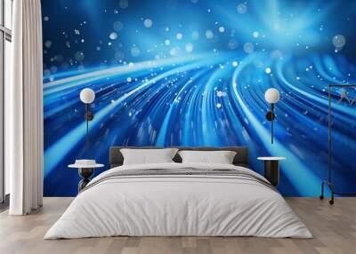 fiber optics background with lots of light spots, Internet, information flow,  Fiber optics network cable on technology background. Wall mural