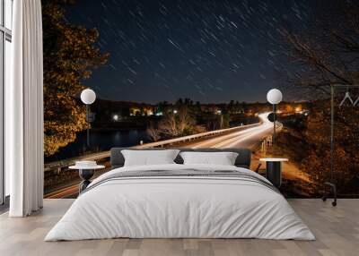 High speed concept image of the freeway at dusk in a dynamic time-lapsed image, Motion of cars on the highway and blur the lights from moving vehicles. Wall mural