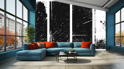 set of dust Realistic overlay of paper texture with uneven edges and scratches for the design,  Grunge overlays vector. Different paint textures with splay effect and drop ink splashes Wall mural