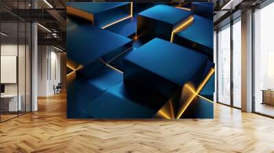 square Modern 3d Abstract Business blue Background Wall mural