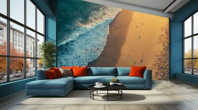 sunset sea beautiful nature orange beach vacation travel landscape. Wall mural