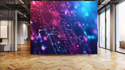 technology and finance banner, Abstract fintech background depicting technology transformation and innovation. Wall mural