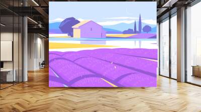 Provence landscape with lavender field Wall mural