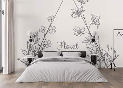 Vector Delicate Floristic Geometric Frame. Wall mural