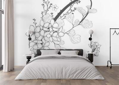 Vector Hand Drawn floral C monogram and logo Wall mural