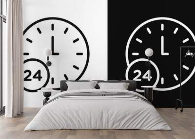 Round-the-Clock Icon Set. 24-Hour Service and Support Vector Symbol. Wall mural