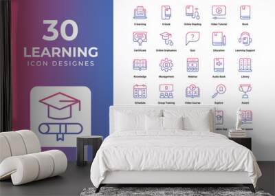 E learning icons set vector design Wall mural