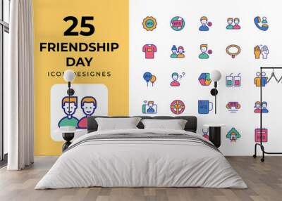 Friendship day Icons Set vector design Wall mural