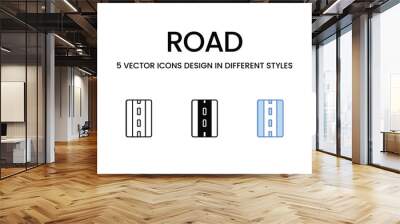 Road icons set isolated white background vector stock illustration. Wall mural