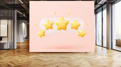 3d bubble rating stars for best excellent services rating for satisfaction. Review for quality customer rating feedback from client employee, product review. 3d star icon vector render illustration Wall mural