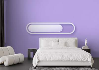 3D loading bar icon on purple background. Project progress data for interface mobile app, website with minimal cartoon concept. 3D vector battery power status with shadow render illustration Wall mural