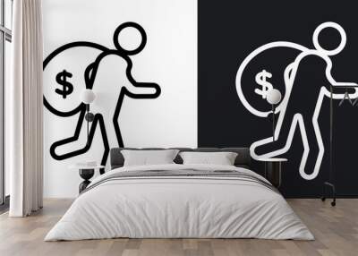 Thief vector icon set in black and white color. Wall mural