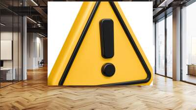 3d alert sign, attention mark, caution icon. Isolated vector yellow triangle with exclamation mark. Danger warning, emergency hazard notification symbol. Alert notice, warning reminder and attention Wall mural