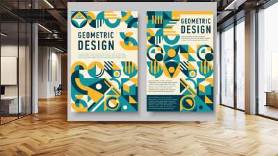 Abstract modern business posters with geometric patterns and shapes. Event advertising leaflet vector page, retro minimalism background. Business presentation poster template with abstract shapes Wall mural