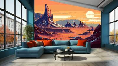 Ai generated pixel Wild West desert landscape Wall mural