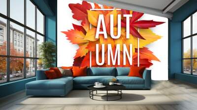 Autumn leaf poster with fall season foliage Wall mural