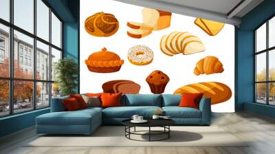 Bakery bread isolated vector icons Wall mural