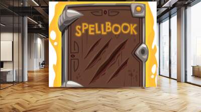 Burning spellbook isolated vector book with spells Wall mural