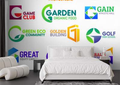 Business icons, letter G, corporate identity Wall mural