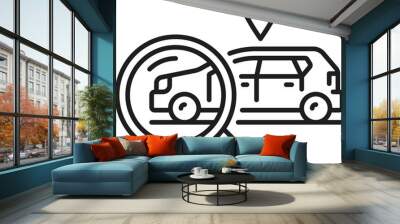 Car with location mark and magnifier search icon Wall mural