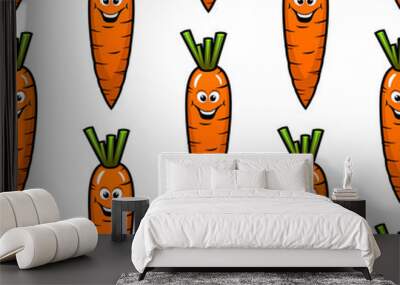 Cartoon carrot vegetables seamless pattern Wall mural