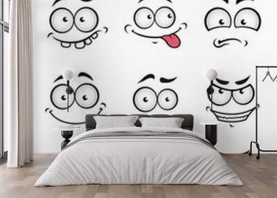 Cartoon faces with different emotions Wall mural