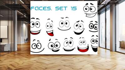 Cartoon laughing faces with googly eyes Wall mural