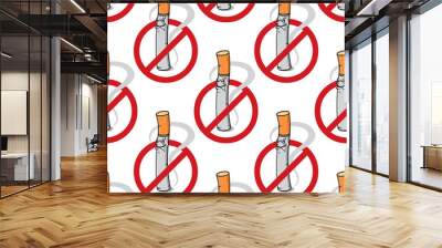 Cartoon unhappy cigarette seamless pattern Wall mural