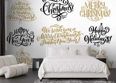 Christmas, New Year holidays lettering quotes Wall mural