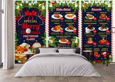 Christmas restaurant menu of winter holiday dinner Wall mural