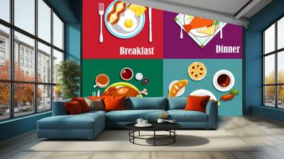 Continental breakfast, lunch and dinner Wall mural