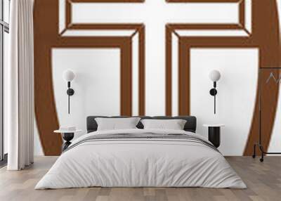 Cross in fish symbol, christian religion icon Wall mural