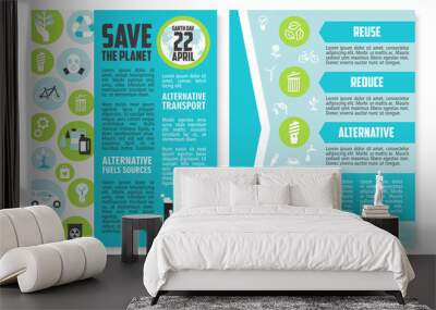 Earth Day brochure or poster template design Wall mural