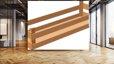 Empty pallet or crate of planks isolated timber Wall mural