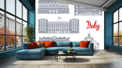 Famous Italy buildings architecture vector icons Wall mural