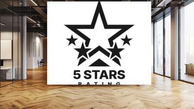 Five stars rating, best award icon of service quality review. 5 rate stars vector silhouettes, customer satisfaction feedback, top choice, high quality, first place prize and reward symbol Wall mural