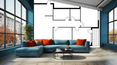 Flat project office floor plan floorplan blueprint Wall mural