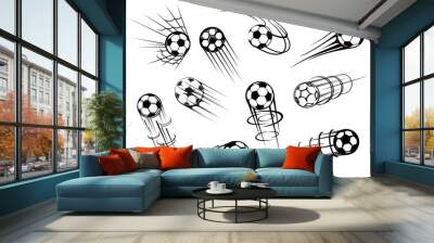 Football and soccer sport flying ball icons Wall mural