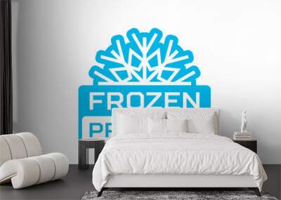 Frozen food product icon with snowflake or ice crystal for food package, vector symbol. Frozen product label for fresh refrigerated food of meat, fish and seafood and keep cold sign for frost products Wall mural