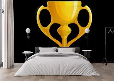 Golden trophy cup icon, vector winner gold first place prize award. Champion goblet with handles, winner trophy ui game asset, contest victory achievement. Success celebration gui design element Wall mural